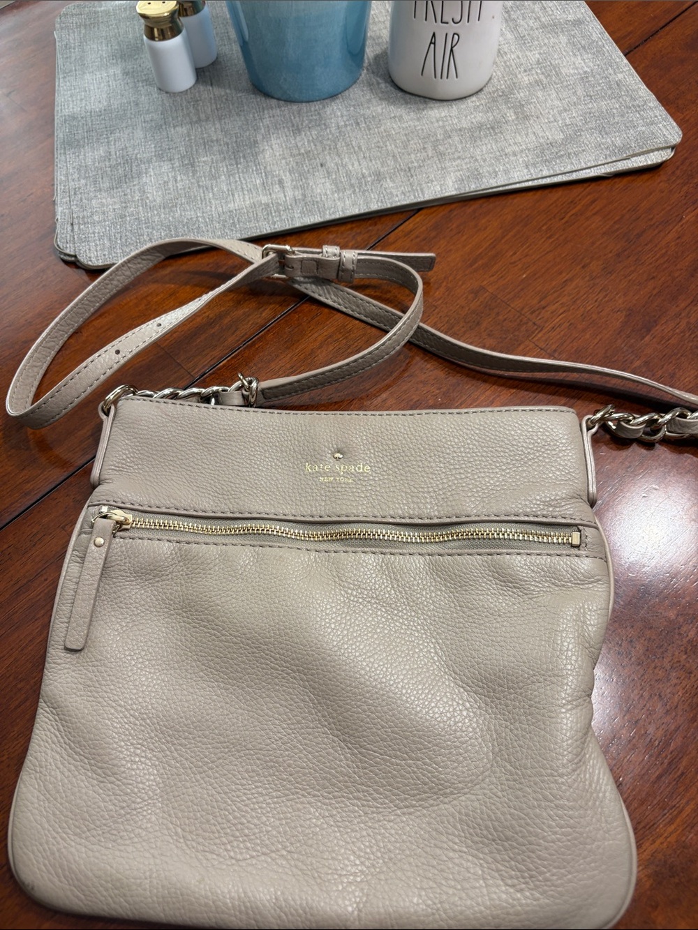 kate spade Pebbled Leather Crossbody in Light Taupe